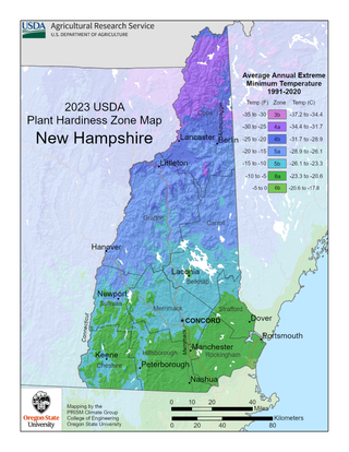 USDA Plant Hardiness Zone Map for New Hampshire