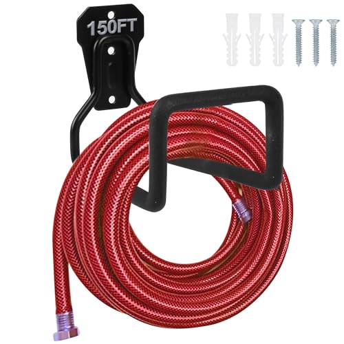 Peomev Metal Garden Hose Holder - Heavy Duty Hose Hanger Wall Mounted Water Hose Holder for Outside Yard, Sturdy Hose Reel Hose Hooks for Water Hose, Extension Cords