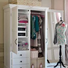 bedroom wardrobe and dress mannequin