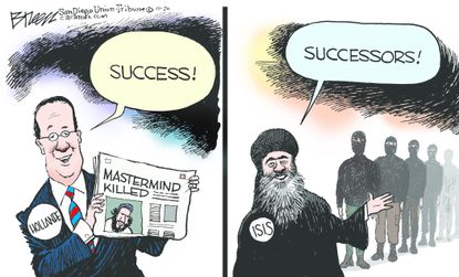 Editorial cartoon World Francois Hollande ISIS