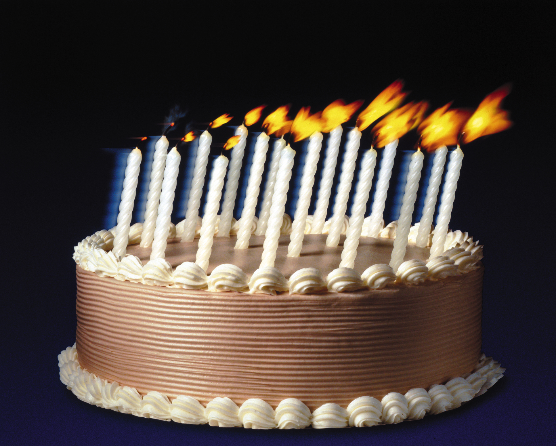 Birthday cake with many candles
