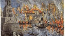 Ancient Alexandria&rsquo;s great library in flames 