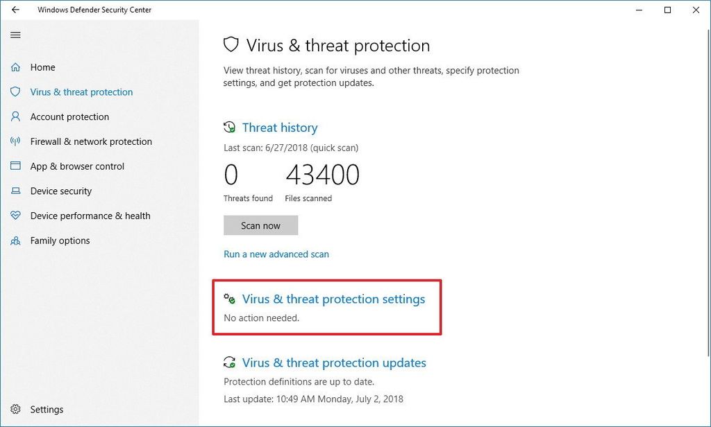 How to exclude files and folders from Windows Defender Antivirus scans