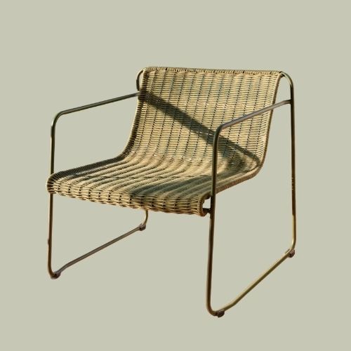 Kave Home, Maurina Stackable Armchair in Green Galvanised Steel and Green Rope Cord