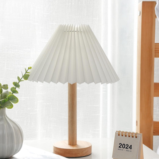 mini bedside table lamp with pleated shade
