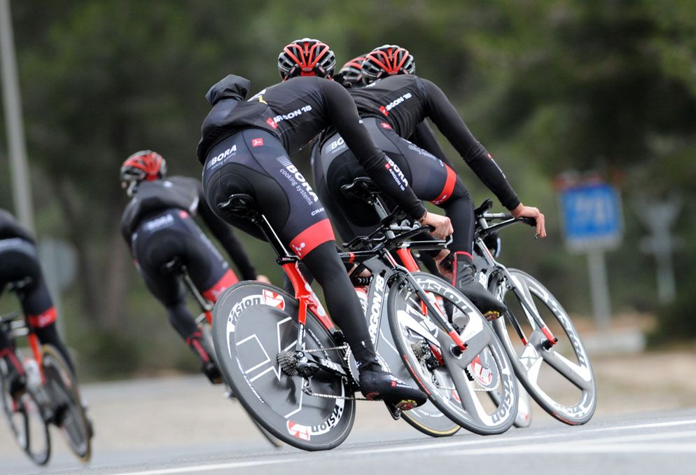 Practicing cornering on a TT bike