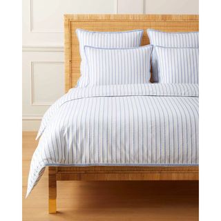 A blue striped bedding