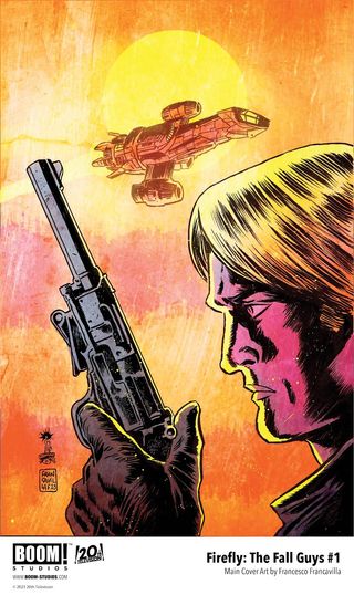 a portrait of a comic book character brandishing a pistol