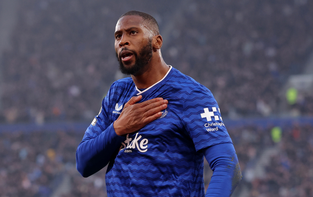 Beto of Everton celebrates scoring his team's first goal during the Premier League match between Everton and Chelsea at Hill Dickinson Stadium on March 21, 2026 in Liverpool, England. 
