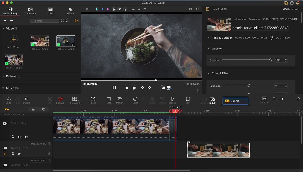 Screengrab of VideoProc Vlogger video-editing software