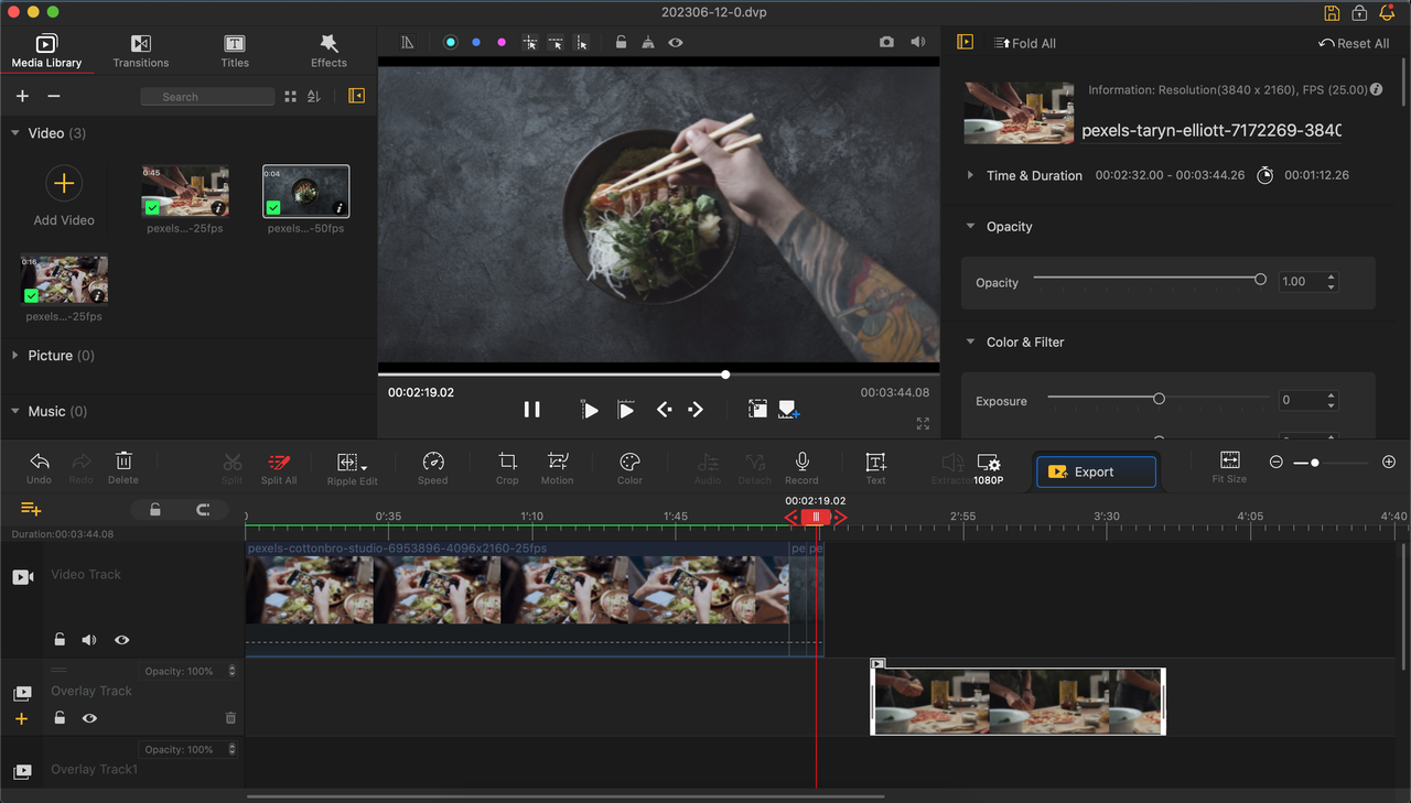 Screengrab of VideoProc Vlogger video-editing software