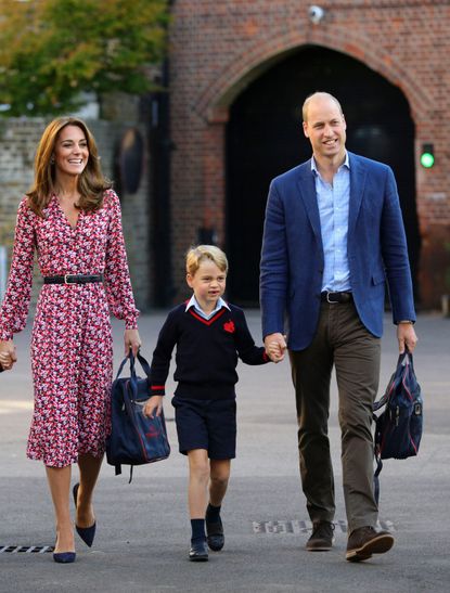 The Cambridges take their children to school