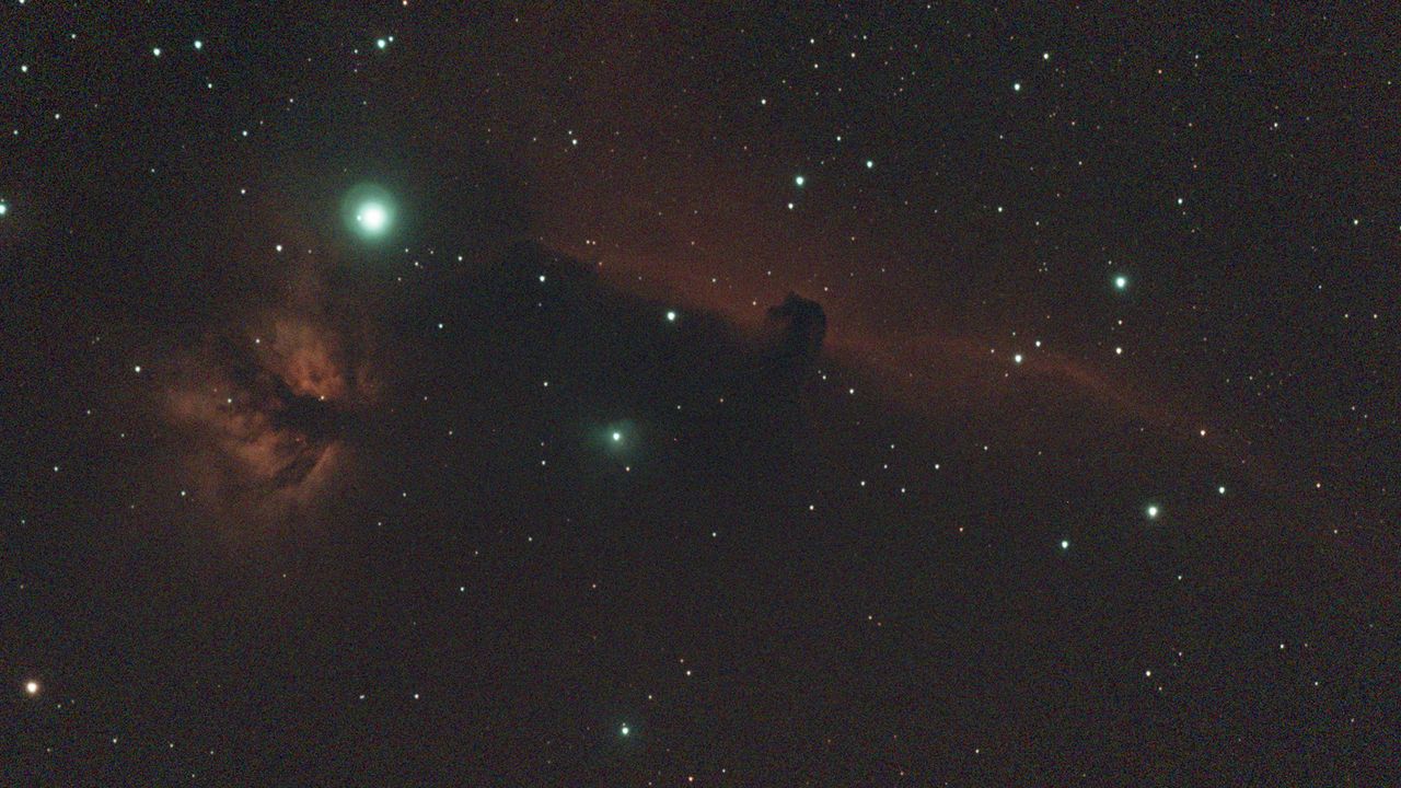 The Horsehead nebula photographed with the ZWO Seestar S50 smart telescope, no stacking