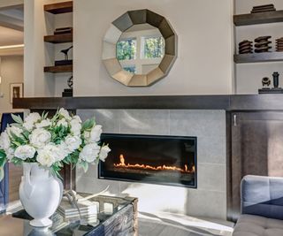 A living room gas fireplace