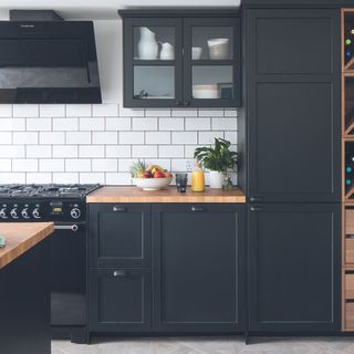 Black shaker kitchen with extractor fan