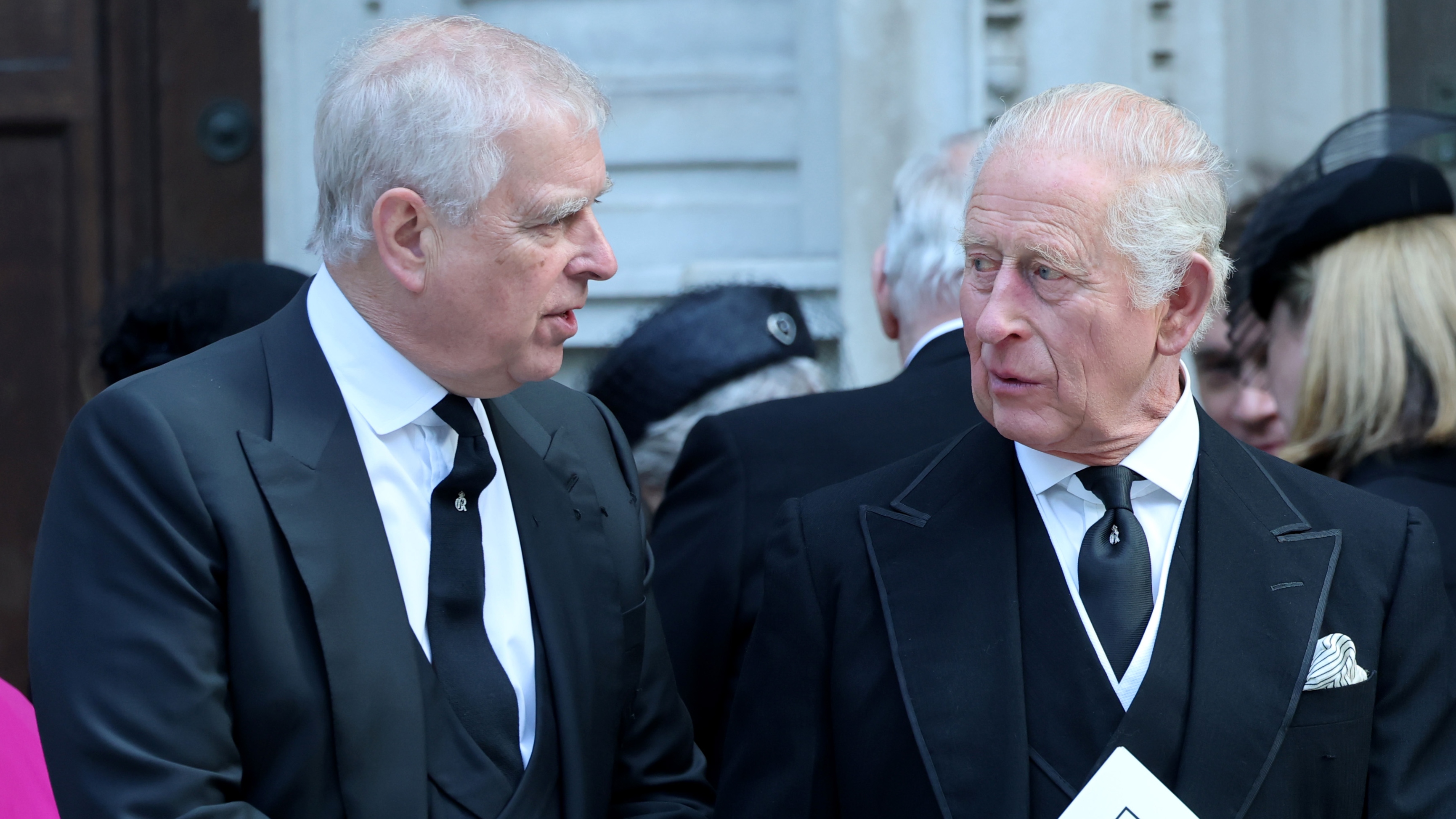 Andrew Mountbatten-Windsor and King Charles III attend the Funeral of the Duchess of Kent at Westminster Cathedral