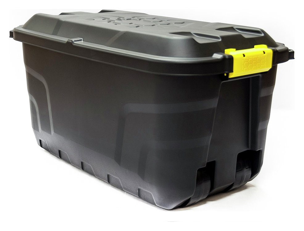 Strata 110l Heavy Duty Wheeled Plastic Storage Trunk - Black