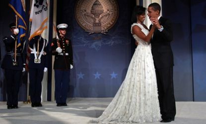 President Obama and First Lady Michelle dance during an inaugural ball in 2009. This year, there'll be fewer dances like these.