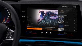 A Crunchyroll interface on a car screen