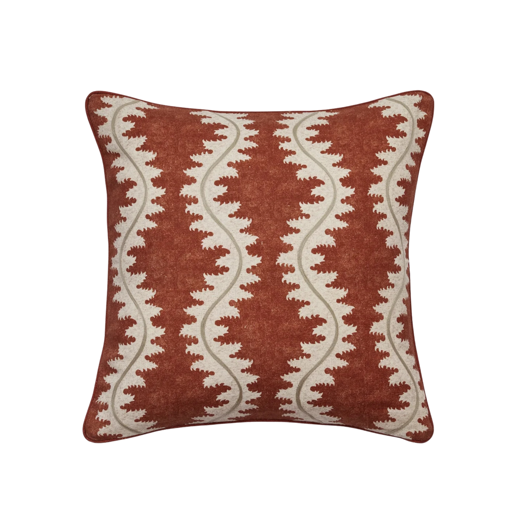 earthy red leaf print throw cushion