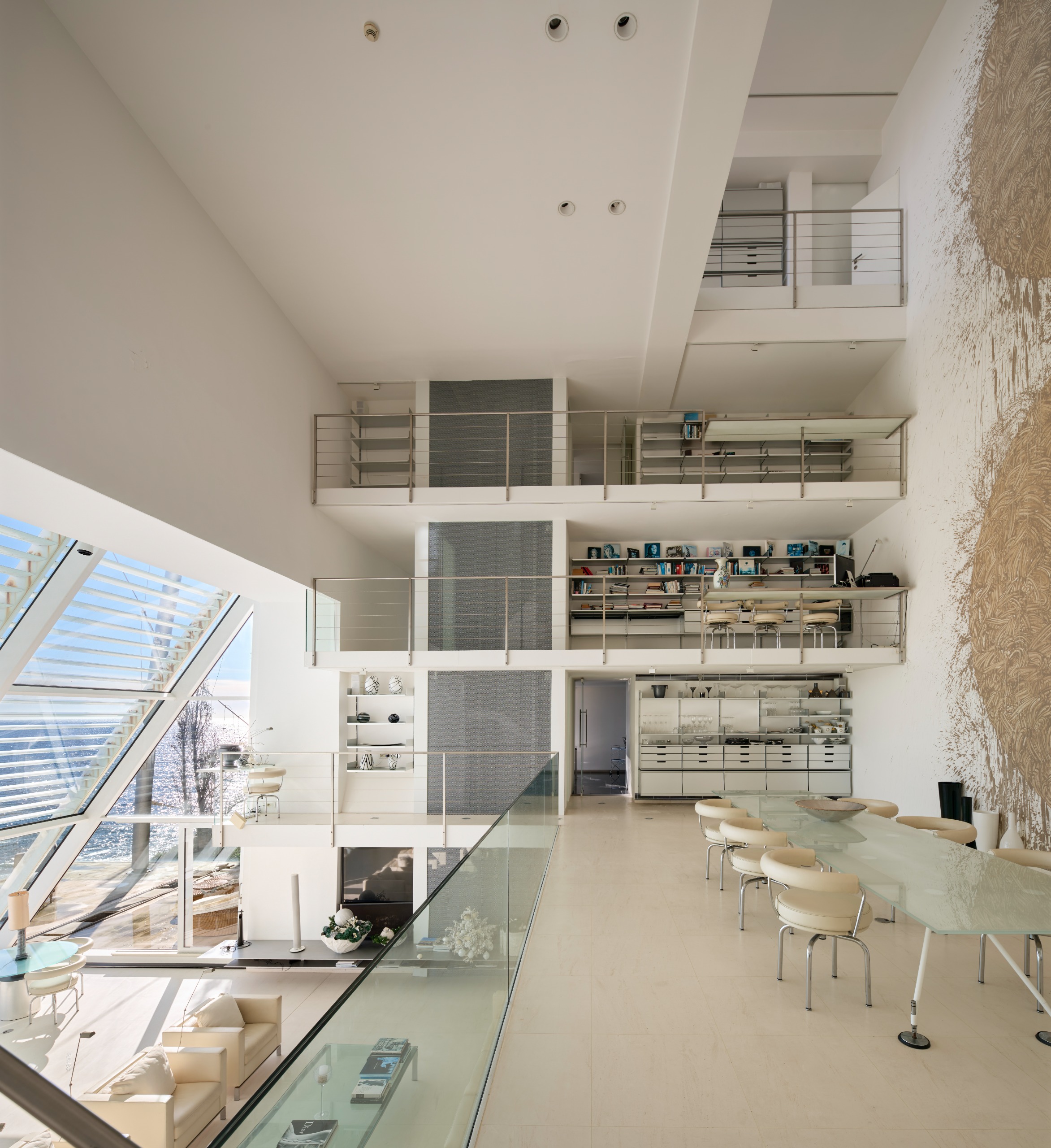 The mezzanine level in the great central living space