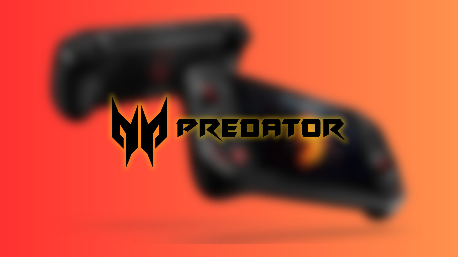 Acer Nitro 7 handheld blurred in the background with the Acer Predator logo in the foreground