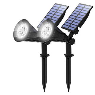 T-Sun Solar Spotlights, Waterproof Outdoor Solar Landscape Spot Lights Auto On/off Adjustable Solar Garden Lights Led Wall Lights for Patio, Driveway, Yard, Pool Area (white-2pack)