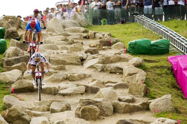 Nino Schurter (Switzerland) leads Jaroslav Kulhavy (Czech)