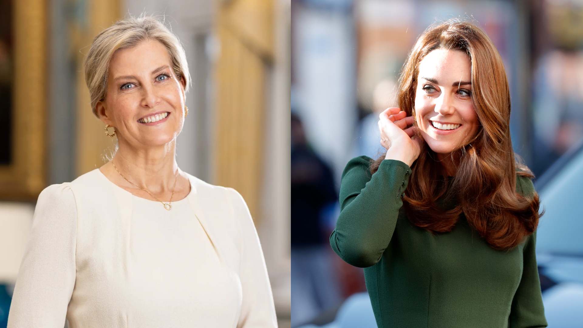 A split image of Duchess Sophie and Princess Kate