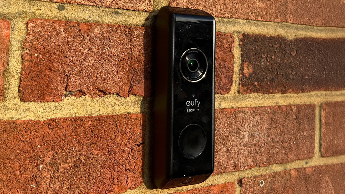 Eufy Video Doorbell Dual mounted on wall