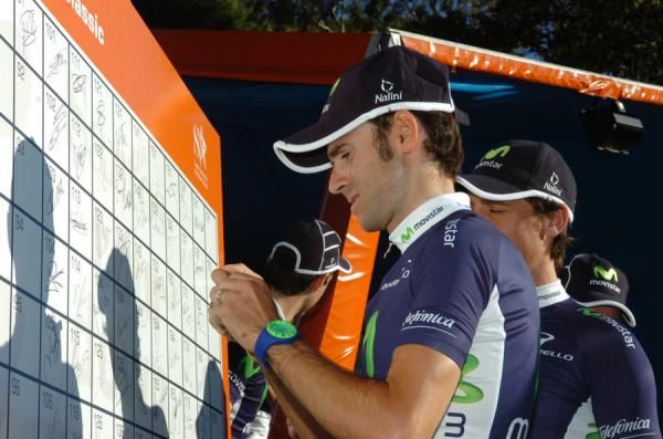 Controversial figure Alejandro Valverde signs on. This is the second time he's appeared at the Tour Down Under.