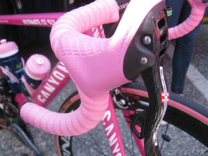 Italian component brand Campagnolo issued Quintana with pink lever hoods in 2014