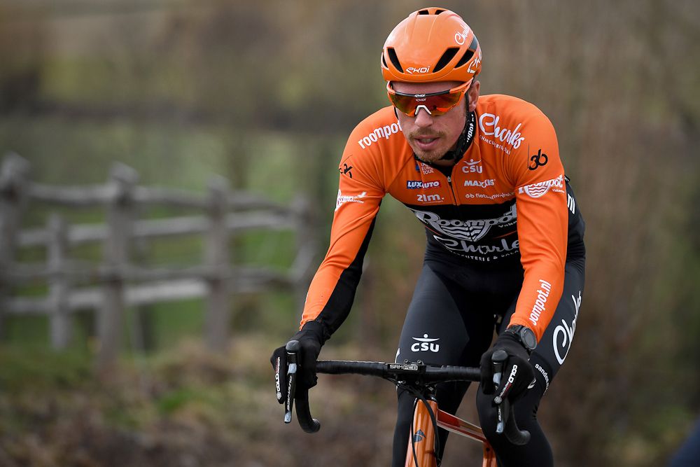 Boy Van Poppel (Roompot-Charles) pre-rides the Omloop Het Nieuwsblad route
