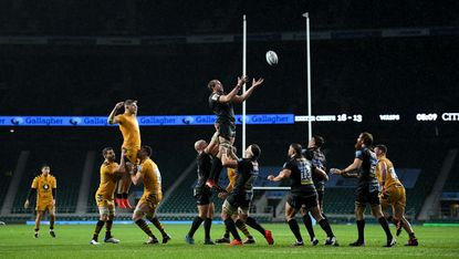 There were no fans at Twickenham to see Exeter Chiefs beat Wasps 19-13 in the Gallagher Premiership Rugby final in October 