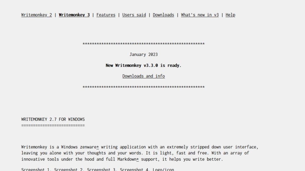 WriteMonkey website screenshot (November 2025).