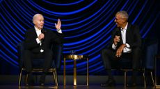 President Joe Biden and former President Barack Obama on stage in Los Angeles