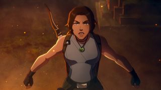 Lara Croft (voiced by Hayley Atwell) in Tomb Raider: The Legend of Lara Croft