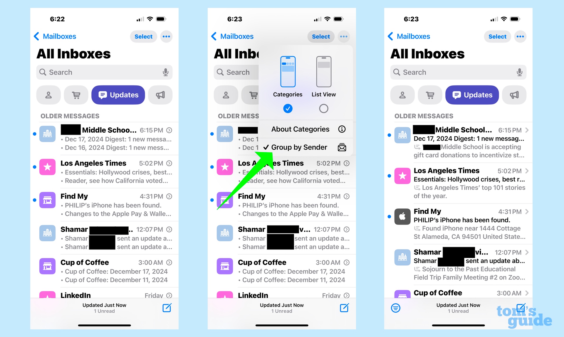 How to turn off group mail by sender in iOS 18