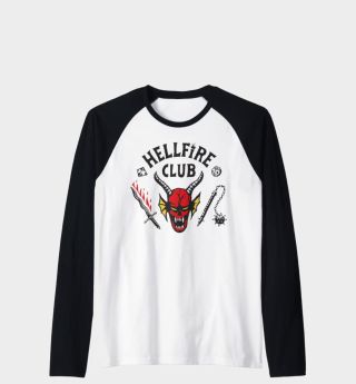 Stranger Things Hellfire Club shirt against a plain background