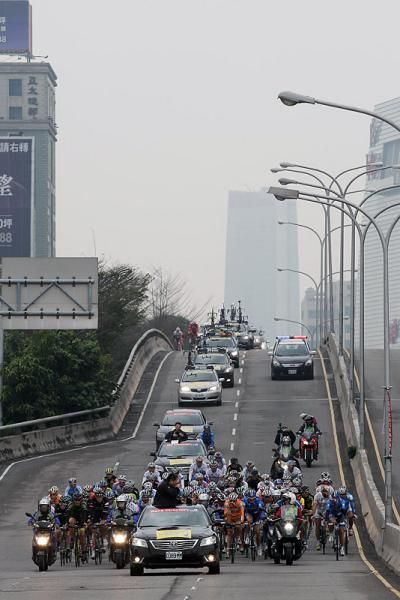 The peloton in action during stage 4 at the Tour de Taiwan.