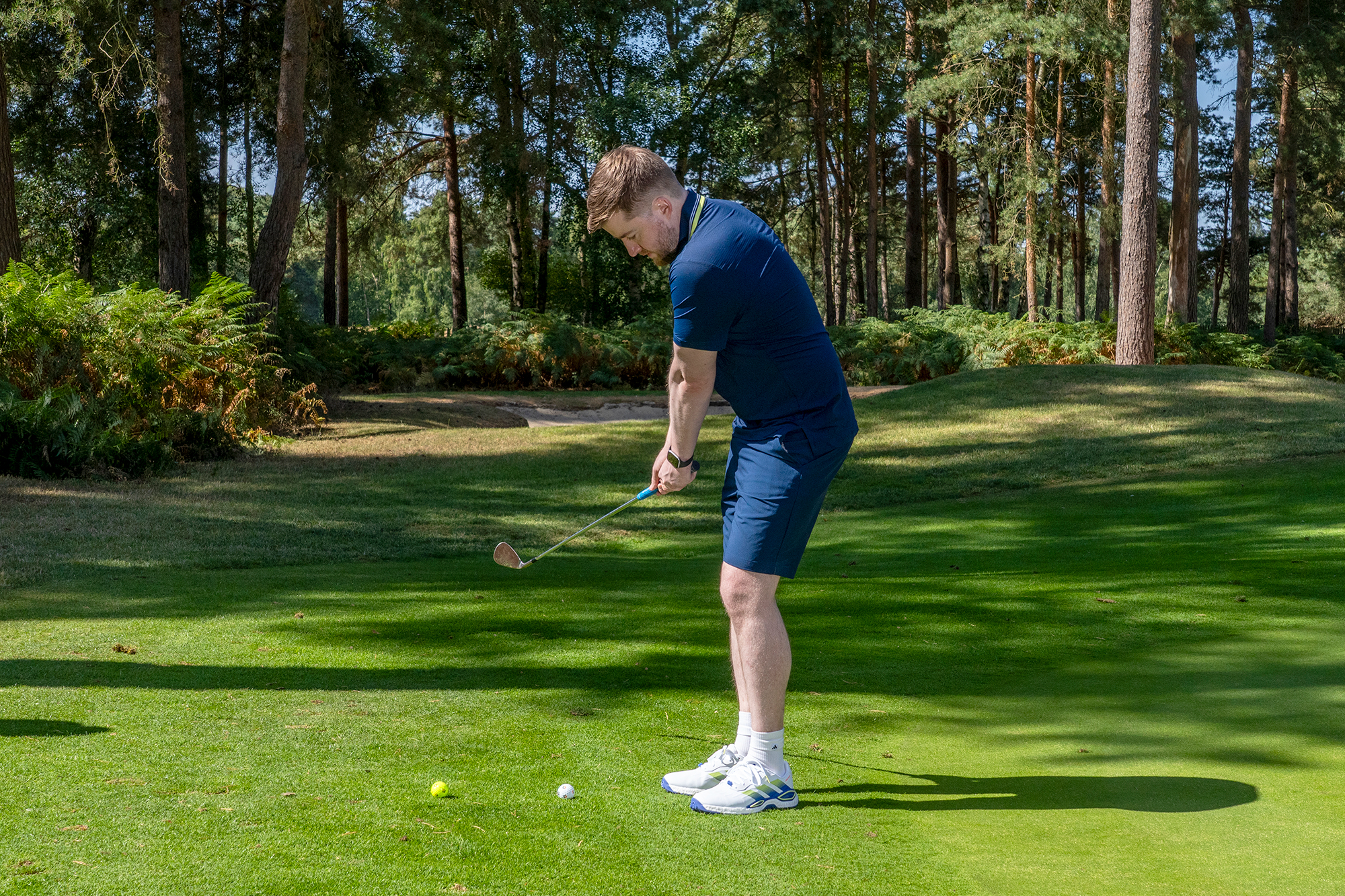 James Henry carrying out a chipping drill that Dan Grieve gave him as part of a one-to-one 30 minute short game clinic, with James focusing on keeping the clubface closed and pointing at a ghost ball