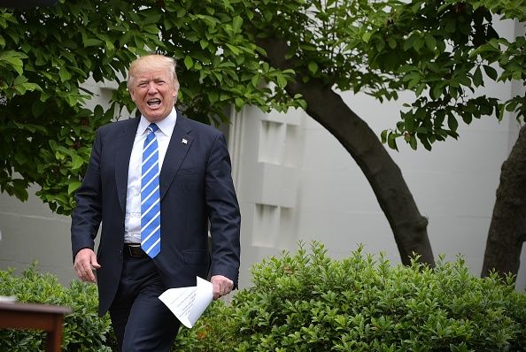 President Trump prepares to talk about banking on May 1, 2017.