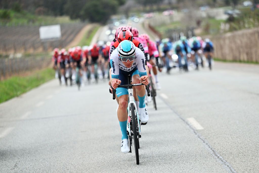 FAYENCE FRANCE FEBRUARY 21 Roman Ermakov of Russia and Team Bahrain Victorious competes during the 2nd Classic Var 2025 a 1549km one day race from Le Luc to Fayence on February 21 2025 in Fayence France Photo by Billy CeustersGetty Images