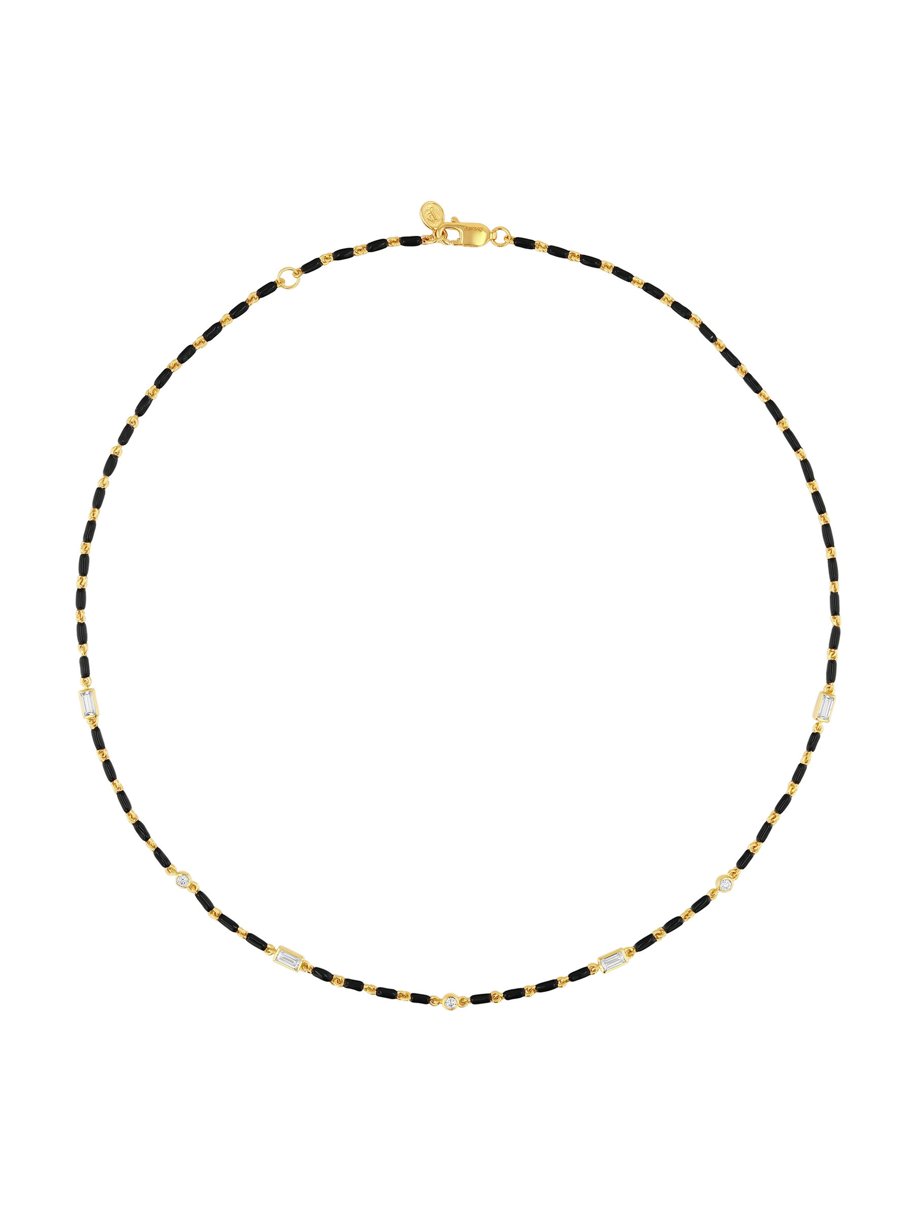 Enamel Moissanite Necklace in Noir, 18k Gold Vermeil