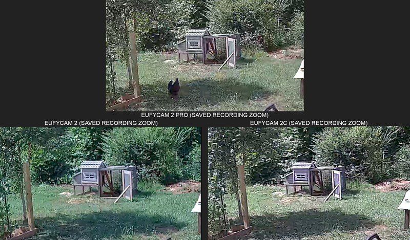 EufyCam 2 vs 2C vs Pro recorded video quality zoom comparison