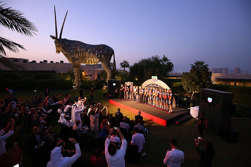 The new partnership between BMC Racing and Tag Heuer announced at a sunset press conference in Qatar