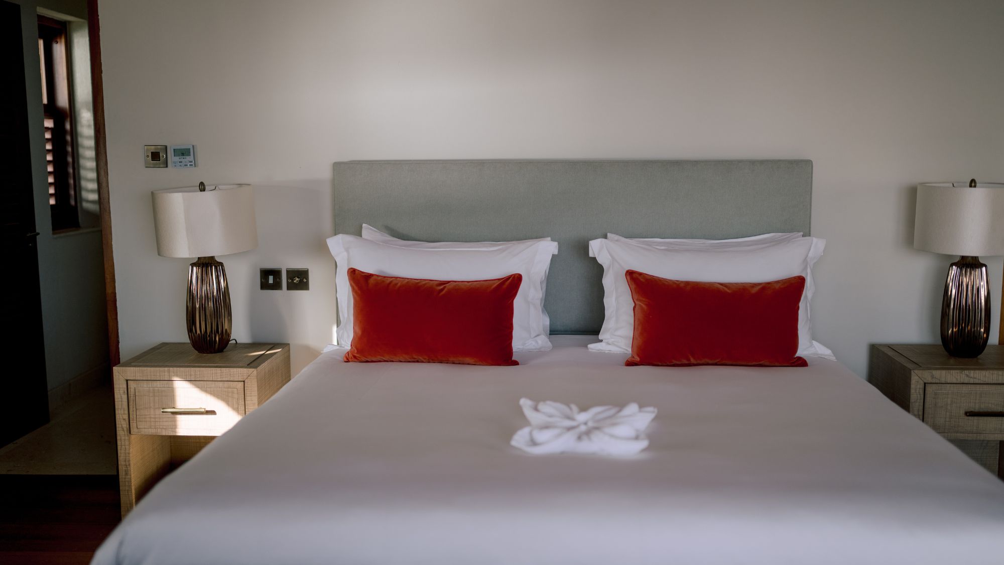 double bed in room at Rock Villa