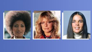 1970s iconic makeup looks collage of pam grier farah fawcett and ali mcgraw