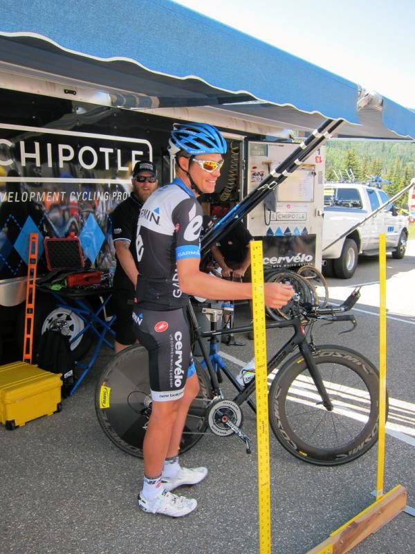 Tom Danielson (Garmin-Cerv&eacute;lo) also had his own trick road-time trial hybrid setup.