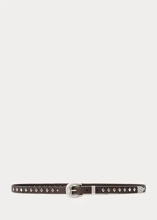 Ralph Lauren Studded Leather Slim Belt